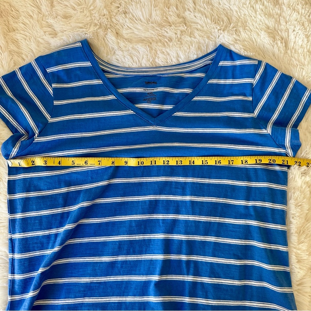 Sonoma Women's Blue White Short Sleeve Tee Size: XXL NWOT - Picture 4 of 6